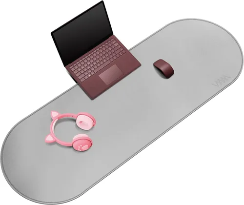 Miniatura 33 de Vyaaa Tapete de cuero para escritorio, 63" x 23.6" pulgadas, protector de escritorio de cuero, impermeable, extra grande, alfombrilla de mouse Negro