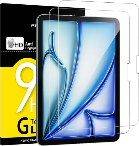 NEW'C Paquete de 2 protectores de pantalla diseñados para iPad Air 2025 de 11 pulgadas (M3), iPad Air 2024 de 11 pulgadas (M2), vidrio templado, sin