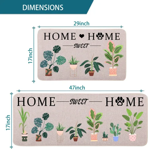 Miniatura 3 de Home Sweet Home Plants - Tapete para puerta de 17 x 29 pulgadas, tapete de bienvenida para primavera y verano, antideslizante, para interiores