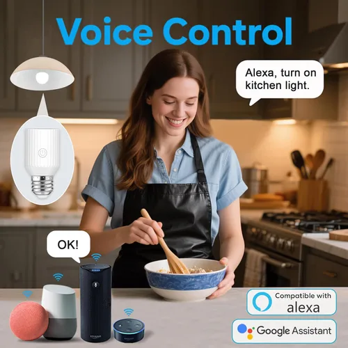 Miniatura 3 de LoraTap Adaptador de enchufe de bombilla inteligente Wi-Fi, voz para Alexa/Google, grupo de aplicaciones Smart Life y temporizador, 60 W máximo