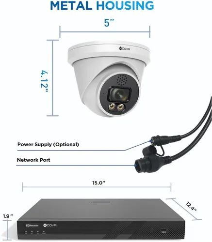 Miniatura 8 de 4COVR Sistema de cámara de seguridad de 16 canales, comunicación bidireccional y visión nocturna a todo color inteligente, detección inteligente AI