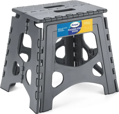Miniatura 29 de Korpai Taburete plegable de 16 pulgadas para adultos y niños con capacidad para hasta 300 libras, taburetes plegables antideslizantes con mango