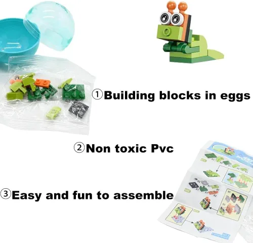 Miniatura 4 de 12 piezas de huevos de Pascua prellenados de insectos 12 en 1 mini juguetes para niños, recuerdos de fiesta de Pascua, rellenos de cesta de Pascua