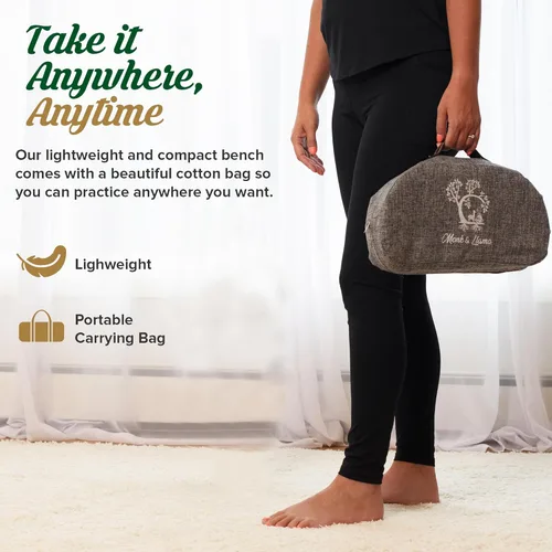 Miniatura 5 de Monk & Llama Banco de meditación – Taburete plegable y ergonómico de bambú – Perfecto banco Seiza silla de meditación para oración y viajes – Gris