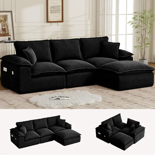 Miniatura 9 de Korser Sofás seccionales de 108 pulgadas para sala de estar, sofá modular sin hueso con asiento profundo y cojín esponjoso, acogedor sofá acolchado