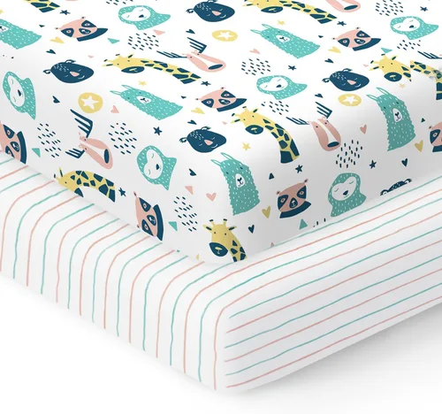 Sábanas bajeras 100% de algodón orgánico perfectamente compatibles con Graco Pack n Play, Babyletto, Pamo Babe, Hiccapop, Dream on Me, Evenflo, Baby