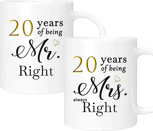 Miniatura 43 de Juego de 2 Tazas de Café del 11º Aniversario, Regalos de Boda del 11º Año Decoraciones de Aniversario para Parejas Padres Hombres Mujeres Marido