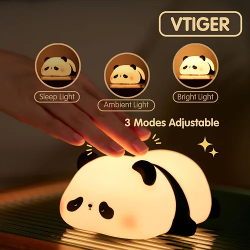Miniatura 2 de VTIGER Luz Nocturna de Panda, Lámpara LED Esponjosa Linda, Luz Nocturna para Niños, Luz de Panda de Silicona, Luz Nocturna Atenuable para Dormitorio
