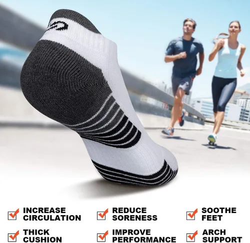 Miniatura 6 de Lapulas Calcetines de tobillo atléticos para correr, corte bajo, acolchados, antiampollas, calcetines deportivos para hombres y mujeres, 6 pares