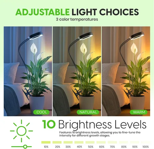 Miniatura 6 de OSANI Luz de crecimiento de brazo largo de cuello de cisne de 24 pulgadas, cobertura de 48 pulgadas, luces LED de espectro completo de 6000 K