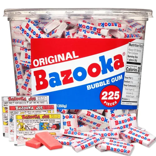 Bazooka - Chicle de Pascua, 225 unidades, envuelto individualmente, con sabor original, tubo de chicle a granel, divertido caramelo antiguo para