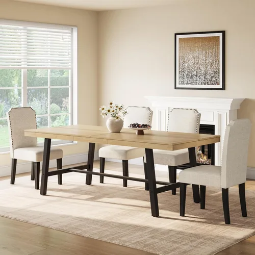 Miniatura 9 de GarveeHome Mesa de comedor industrial para 2-4 personas, mesa de cocina grande de 55.11 pulgadas de largo con marco de metal resistente, encimera