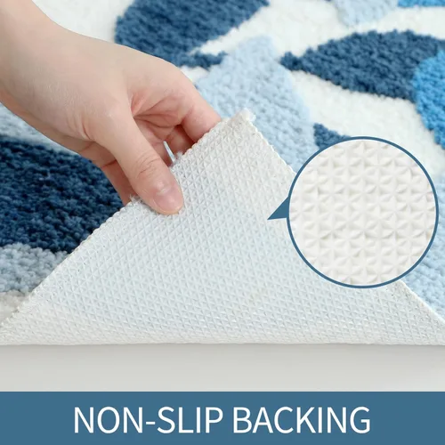 Miniatura 6 de Gibelle Alfombra de baño azul, antideslizante, fuerte y absorbente de agua, tapete de baño de microfibra de felpa, lavable a máquina, tapete