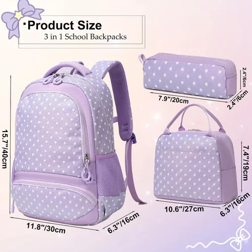 Miniatura 50 de Juego de mochila para niñas con diseño de unicornio, mochila escolar para niños, mochila para libros para niñas, set 3 en 1, regreso a clases