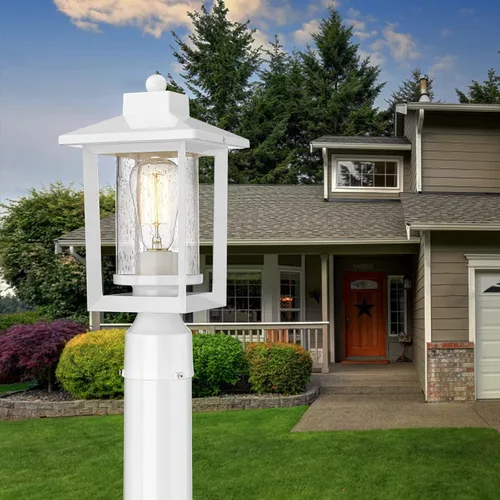 Miniatura 6 de Luces de poste exterior de Rosient, farol de poste exterior, lámpara de poste al aire libre, accesorio de iluminación de poste de camino con vidrio