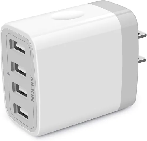 Miniatura 9 de Cargador de pared, adaptador de cargador USB, estación de carga rápida AILKIN 4.8A, 4 puertos múltiples, bloque de base de alimentación, enchufe
