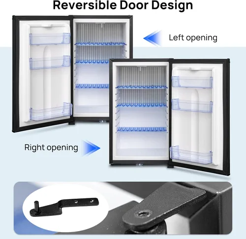 Miniatura 7 de Smad Mini refrigerador con cerradura y llave de 1.0 pies cúbicos, refrigerador compacto de 12 V/110 V, con bloqueo de refrigerador pequeño