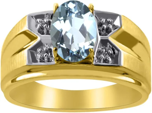 Miniatura 4 de RYLOS - Anillos para hombre de oro amarillo de 14 quilates para hombre con ojo de tigre y diamante de 0315 x 0236in de color piedra preciosa anillos