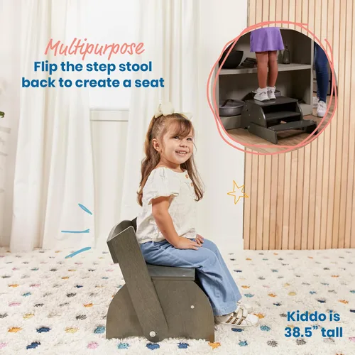 Miniatura 4 de ECR4Kids Taburete y silla Flip-Flop, muebles para niños, gris lavado