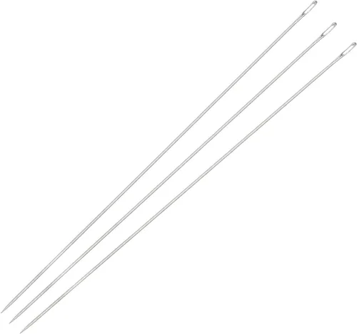 Miniatura 10 de uxcell 25 agujas de abalorios finas, finas, largas, rectas, para bordar, de acero inoxidable, 2.83 pulgadas