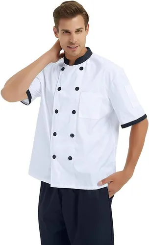 Miniatura 4 de TOPTIE 3 Pack Custom Short Sleeve Chef Abrigos Personalizados Transferencia de Calor y Chaquetas Bordadas