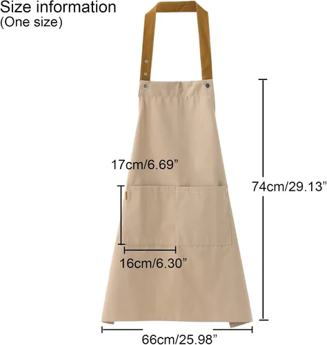 Miniatura 6 de minjiSF Vestido de delantal ajustable con botones para mujer y hombre, con 2 bolsillos para cocina, cocina, jardinería, vestido para mujer