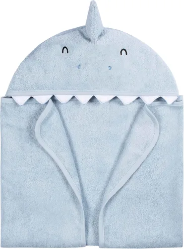 Miniatura 8 de Gerber Baby juego de 4 piezas de toalla con capucha y toallitas con personajes de animales, Tiburón Azul, talle único Azul (Blue Shark)