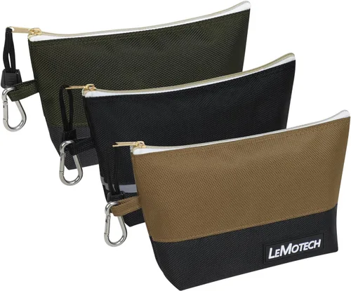 Bolsas de herramientas LeMotech con cremallera, bolsas pequeñas resistentes al agua, bolsa de utilidad Oxford 1680D para organizadores de