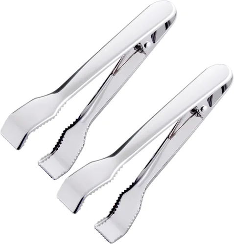 Miniatura 6 de HINMAY Pinzas de hielo para cubeta de hielo de 6-3/4 pulgadas, pinzas de hielo de acero inoxidable 18/8 de alta calidad con dientes para cubitos