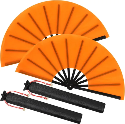 Miniatura 13 de Maitys Paquete de 2 ventiladores de mano plegables grandes de 13 pulgadas, ventiladores chinos de mano grandes para baile de línea, Tai Chi