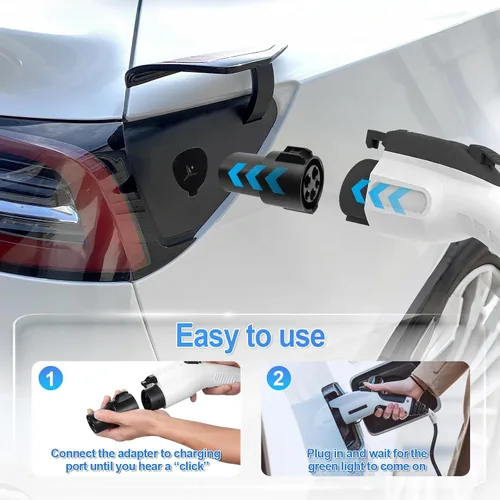 Miniatura 2 de JUSTTOP Adaptador de carga J1772 compatible con Tesla Model 3, Y, X, S y Cybertruck, 80A/240V, fácil de configurar
