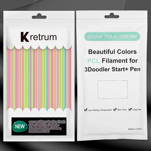 Miniatura 4 de Recargas de bolígrafo 3D Kretrum Glow en la oscuridad para 3Doodler Start+ Bolígrafo 3D 2.5mm PCL Recargas de filamento de 10 colores con brillo