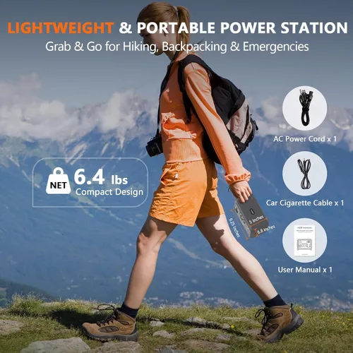 Miniatura 2 de ALLWEI Estación de Energía Portátil 300W, Generador Solar de 280Wh con Toma de CA de Onda Senoidal Pura de 110V, Generador de Batería de Litio