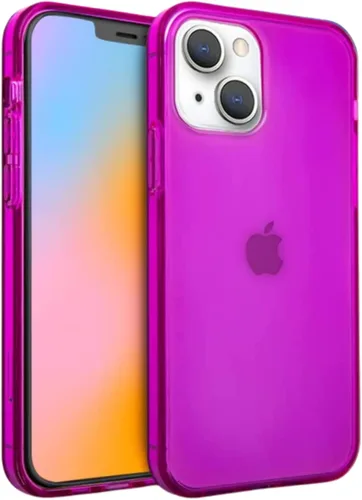 Miniatura 20 de FELONY CASE - Funda protectora transparente azul neón para iPhone 13 / iPhone 14, cubierta brillante absorbente de golpes de TPU y policarbonato