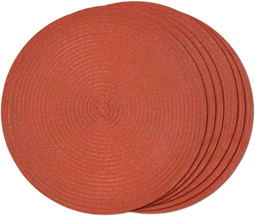 Miniatura 14 de FunWheat Juego de 4 manteles individuales redondos trenzados para mesas de comedor, manteles tejidos resistentes al calor, 15 pulgadas
