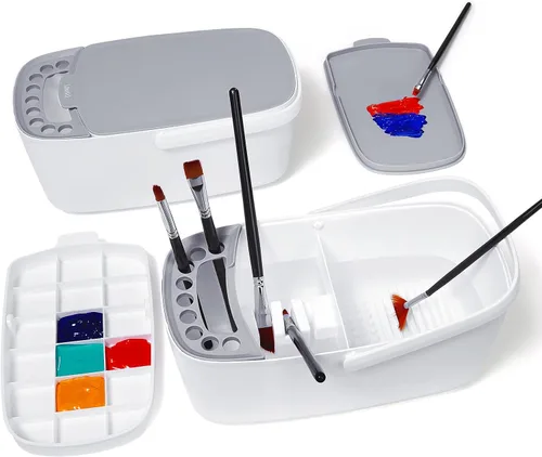 Miniatura 8 de GAMENOTE Limpiador de Pinceles de Pintura - Soporte de Pinceles con Paleta y Asa, Enjuagador para Pinturas Acrílicas, de Acuarela y a Base de Agua
