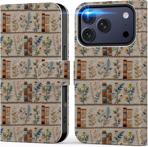 Miniatura 43 de DEENAKIN Funda tipo cartera para iPhone 15 con tarjetero + clip para efectivo, bloqueo RFID, protección contra caídas de grado militar y obras