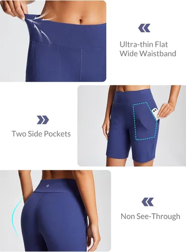 Miniatura 3 de BALEAF Bermudas de 8 pulgadas para mujer, pantalones cortos deportivos largos de algodón, con control de abdomen, estilo casual, para descansar