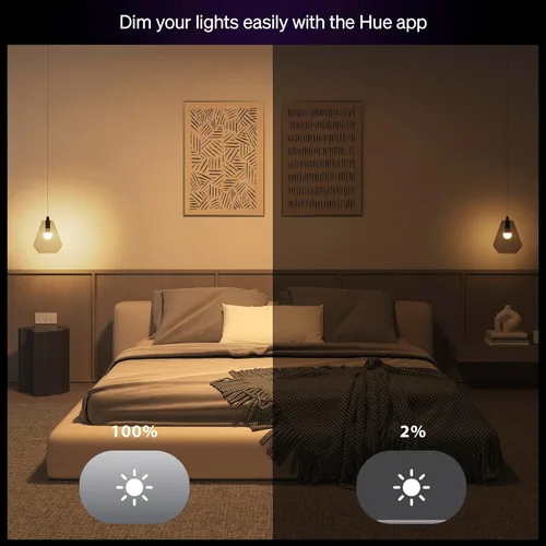 Miniatura 4 de Philips Hue Essential - Bombilla LED inteligente A19, ambiente blanco y color, base E26, 8.8W, 2200K-6500K, 800 lúmenes, regulable, funciona