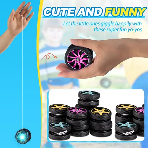 Miniatura 7 de Silipull 24 piezas de yoyos de rueda para niños, mini yoyos de plástico, regalos de fiesta de carreras para principiantes, adultos, adolescentes