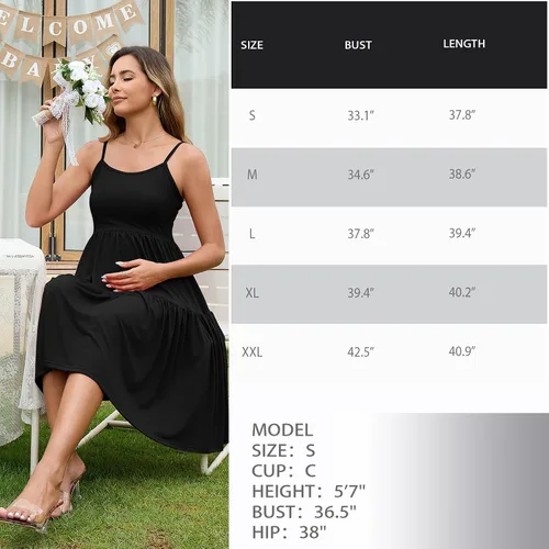 Miniatura 84 de GINKANA Vestido de maternidad sin mangas para mujer, con tirantes ajustables, vestido casual de verano para uso diario o baby shower