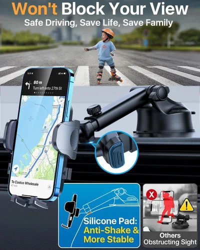 Miniatura 2 de HTU 【98 + libras de succión más fuerte y grado militar】 Soporte de teléfono para automóvil 【Patente y certezas de seguridad】 Soporte para teléfono