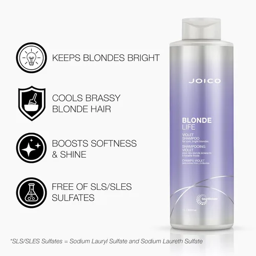 Miniatura 2 de Joico Blonde Life - Juego de champú y acondicionador violeta Para cabello rubio fresco y brillante Neutraliza los tonos cobrizos Desterrar