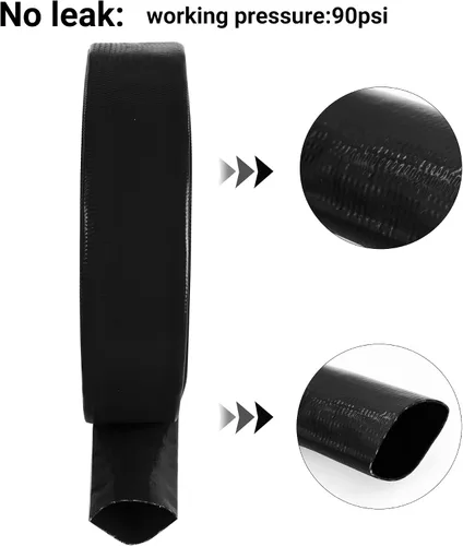 Miniatura 4 de Manguera de retrolavado de piscina de 1-1/2 pulgadas x 50 pies, manguera de descarga de agua plana de PVC reforzado de alta resistencia negra