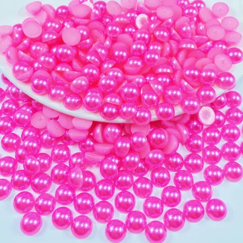 Miniatura 6 de 1000 perlas medias redondas de resina con parte trasera plana de 0.236 pulgadas para manualidades, para cara, uñas, vasos, ropa, zapatos, álbum