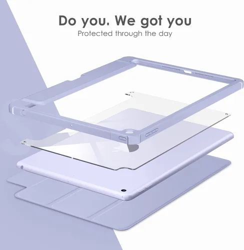 Miniatura 4 de VIKESI - Funda para iPad de 9ª / 8ª / 7ª generación de 10.2 pulgadas (lanzada en 2021/2020/2019), parte trasera transparente, cubierta de marco
