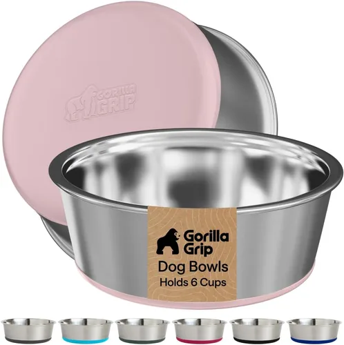 Miniatura 17 de GORILLA GRIP Tazones para perros, acero inoxidable 304 de grado alimenticio, capacidad para 2 tazas cada uno (16 onzas líquidas) para alimentos