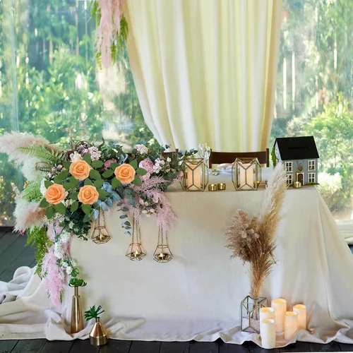 Miniatura 6 de Flores artificiales naranjas realistas, 50 rosas falsas de aspecto real con tallo para ramos de boda, centros de mesa, despedidas de soltera