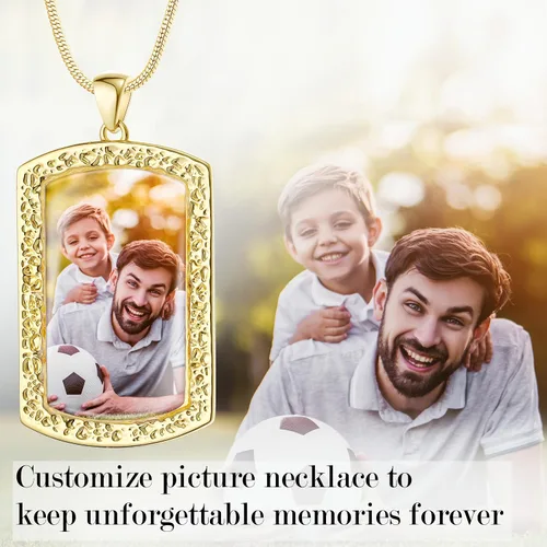 Miniatura 2 de Fanery sue Collar personalizado con etiqueta de perro para hombres y mujeres, collar conmemorativo con imagen, colgante grabado con foto