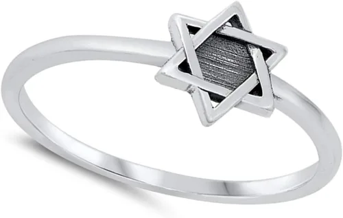 Miniatura 2 de Anillo de plata de ley 925 con diseño de estrella de David, tamaño 4 10